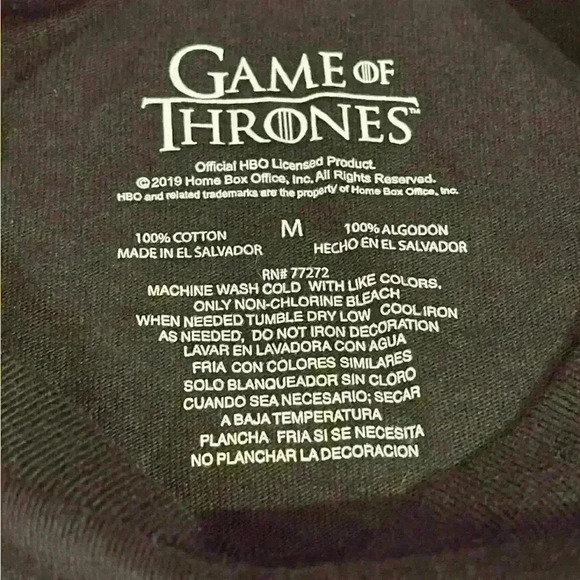 Game of Thrones Long Sleeve T Shirt Black Red Targaryen Dragons Size M HBO RED - Picture 3 of 4